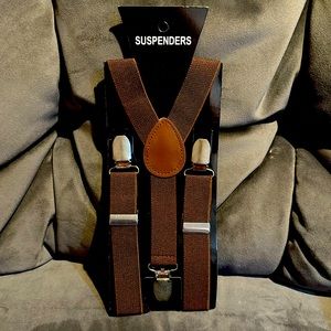 Child’s adjustable Brown Suspenders- strong clips - brand new never used-